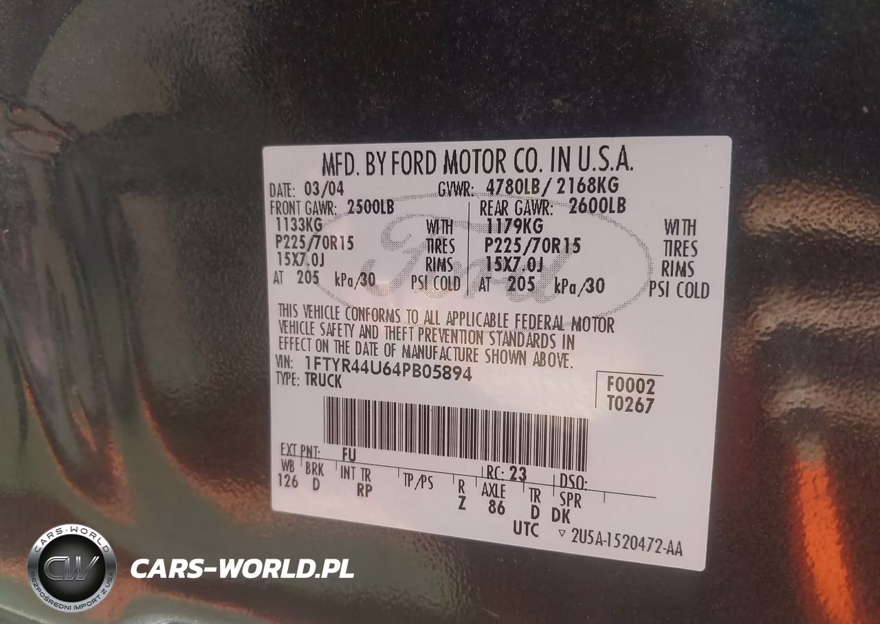 2004 Ford Ranger Edge-Tremor-Xlt VIN:1FTYR44U64PB05894 - 9