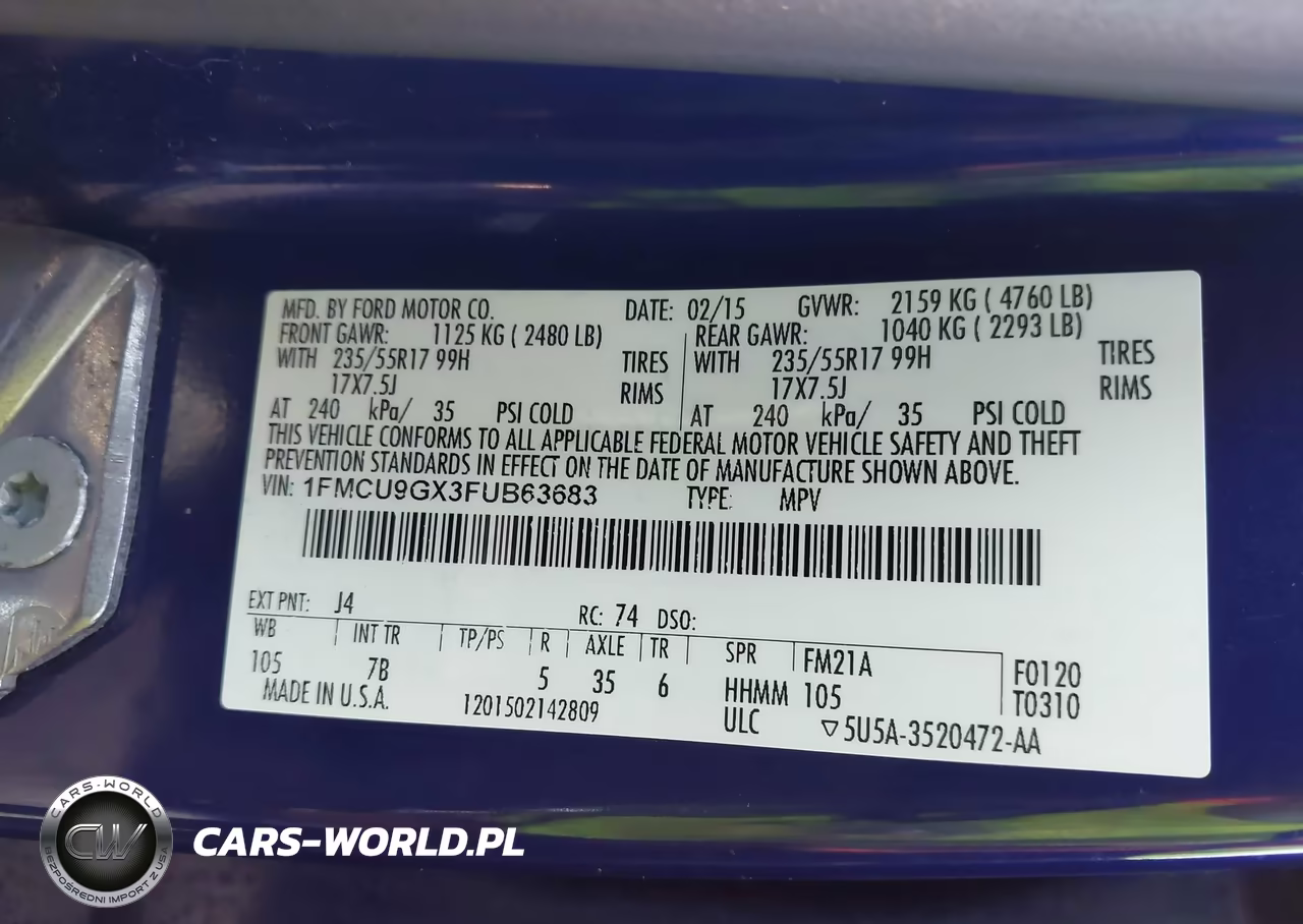 2015 Ford Escape Se VIN:1FMCU9GX3FUB63683 - 9