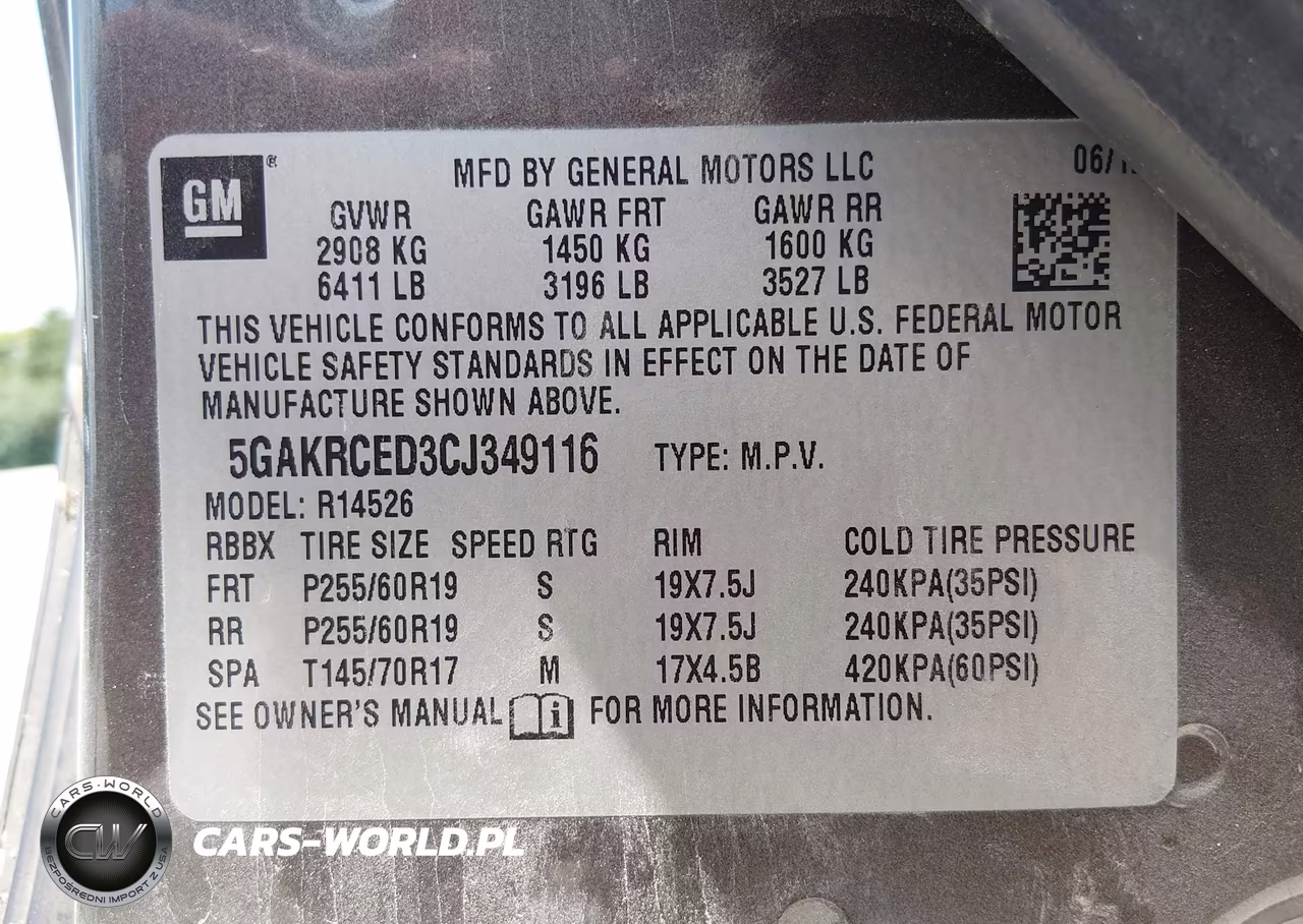 2012 Buick Enclave Leather VIN:5GAKRCED3CJ349116 - 9