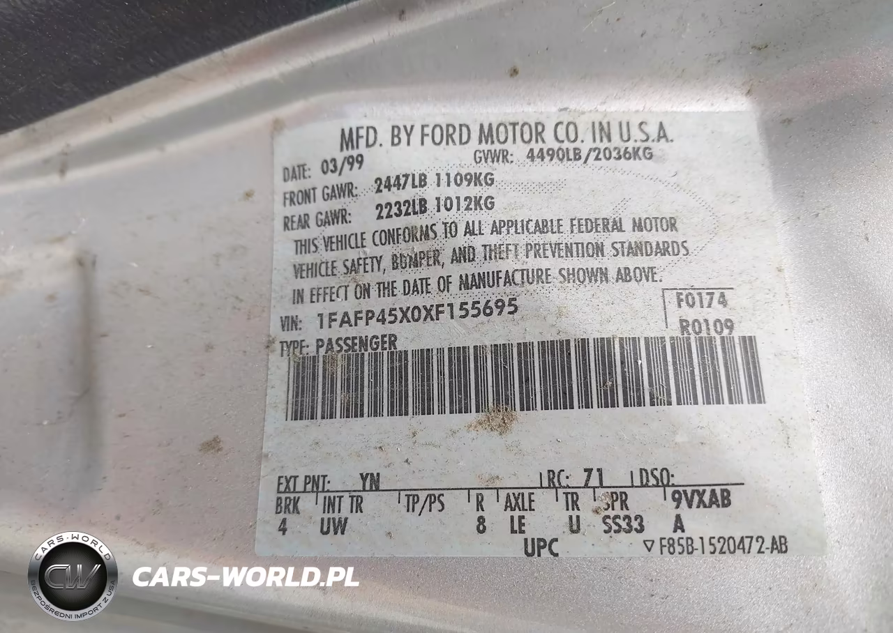 1999 Ford Mustang Gt VIN:1FAFP45X0XF155695 - 9