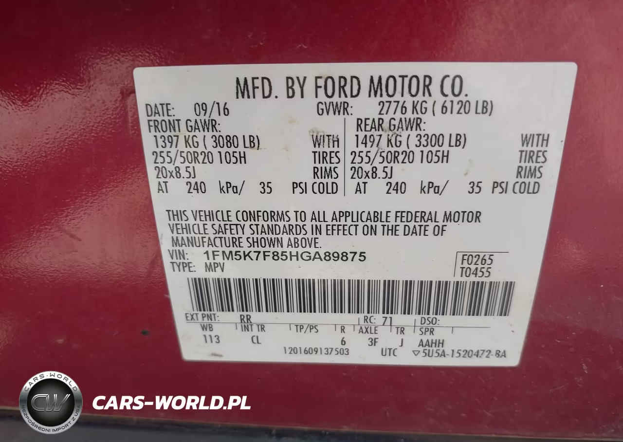 2017 Ford Explorer Limited VIN:1FM5K7F85HGA89875 - 9