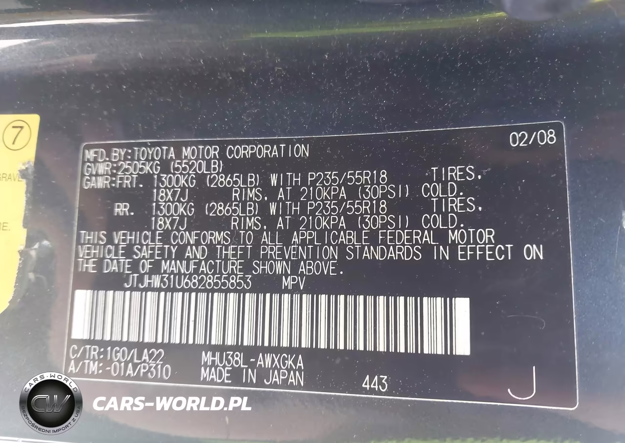 2008 Lexus Rx 400H VIN:JTJHW31U682855853 - 9