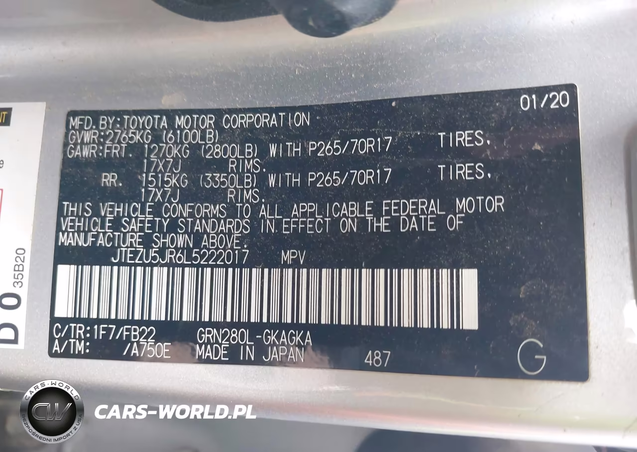 2020 Toyota 4Runner Sr5 VIN:JTEZU5JR6L5222017 - 9
