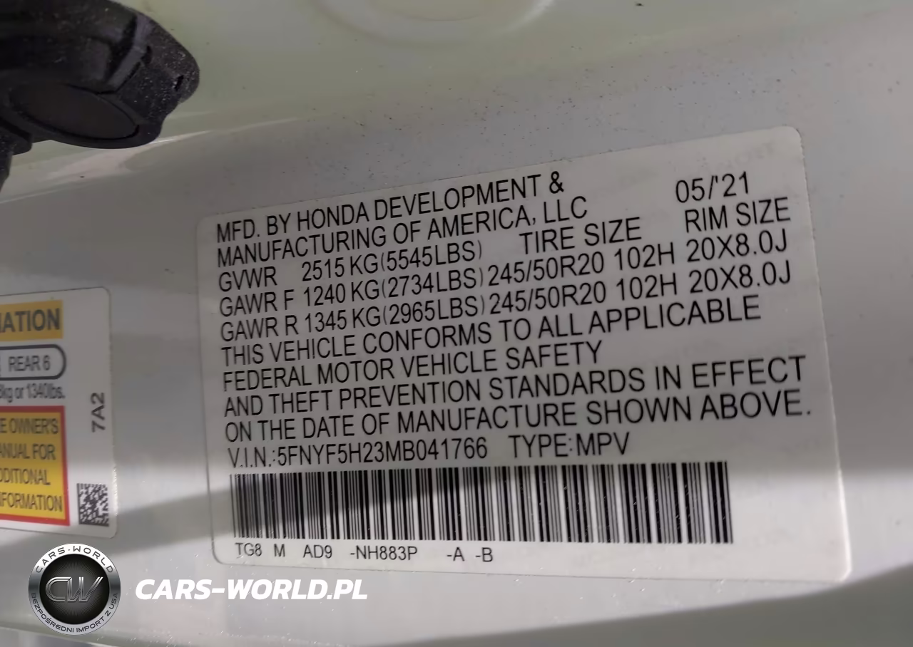 2021 Honda Pilot 2Wd Special Edition VIN:5FNYF5H23MB041766 - 9