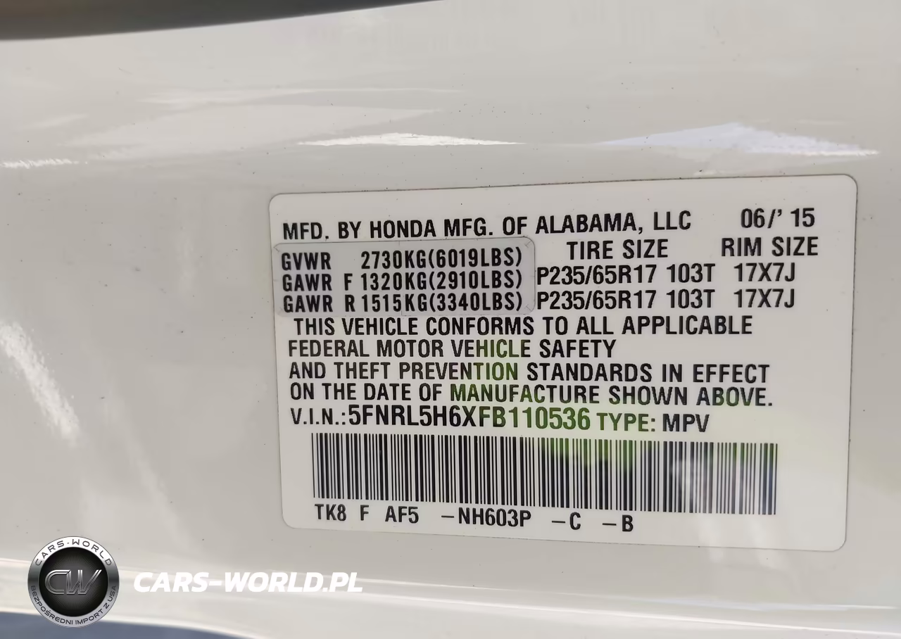 2015 Honda Odyssey Ex-L VIN:5FNRL5H6XFB110536 - 9