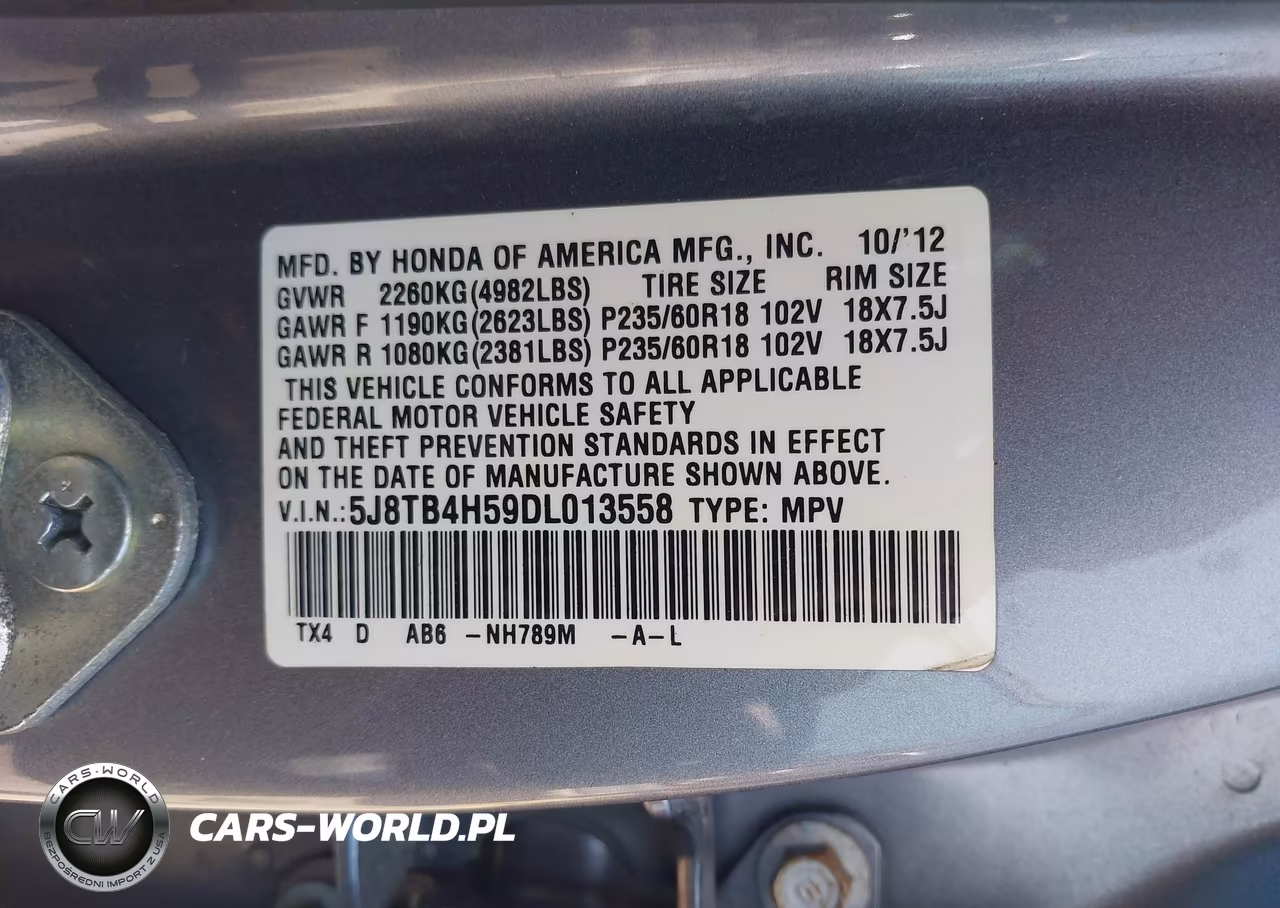 2013 Acura Rdx VIN:5J8TB4H59DL013558 - 9