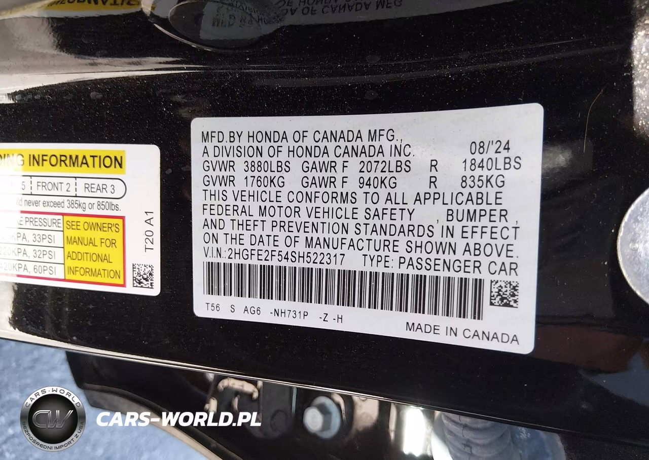 2025 Honda Civic Sport VIN:2HGFE2F54SH522317 - 9