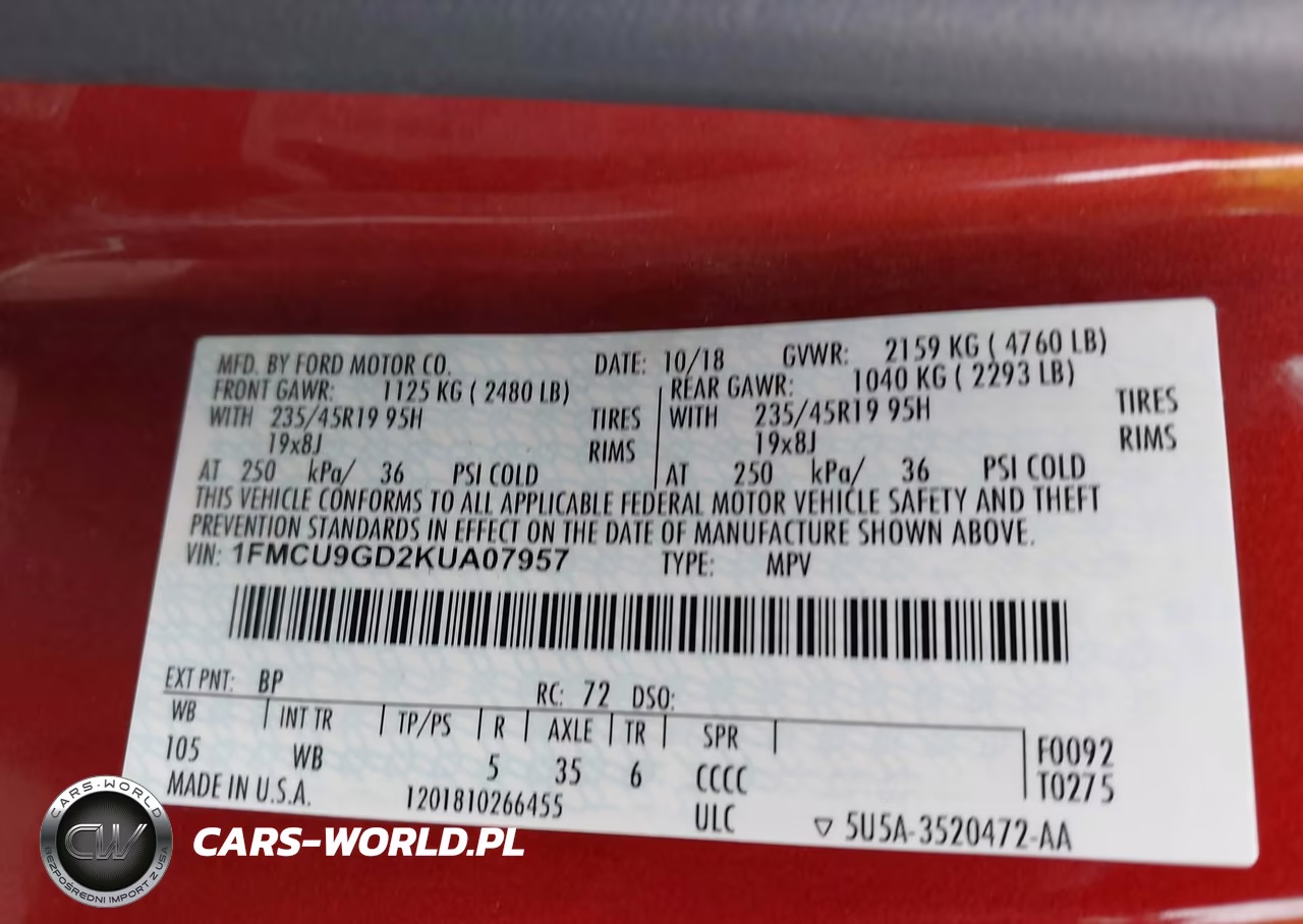 2019 Ford Escape Se VIN:1FMCU9GD2KUA07957 - 9