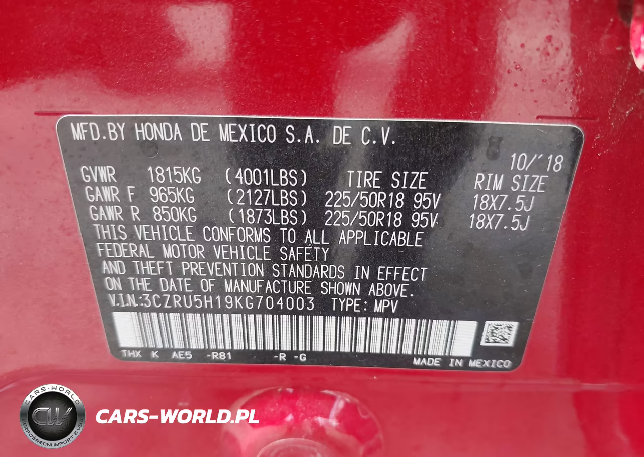 2019 Honda Hr-V Sport VIN:3CZRU5H19KG704003 - 9