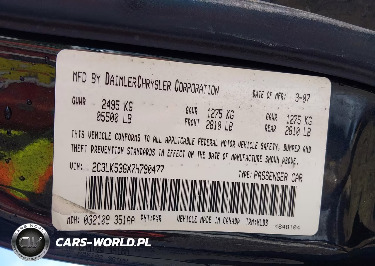 2007 Chrysler 300 Touring VIN:2C3LK53GX7H790477 - 9
