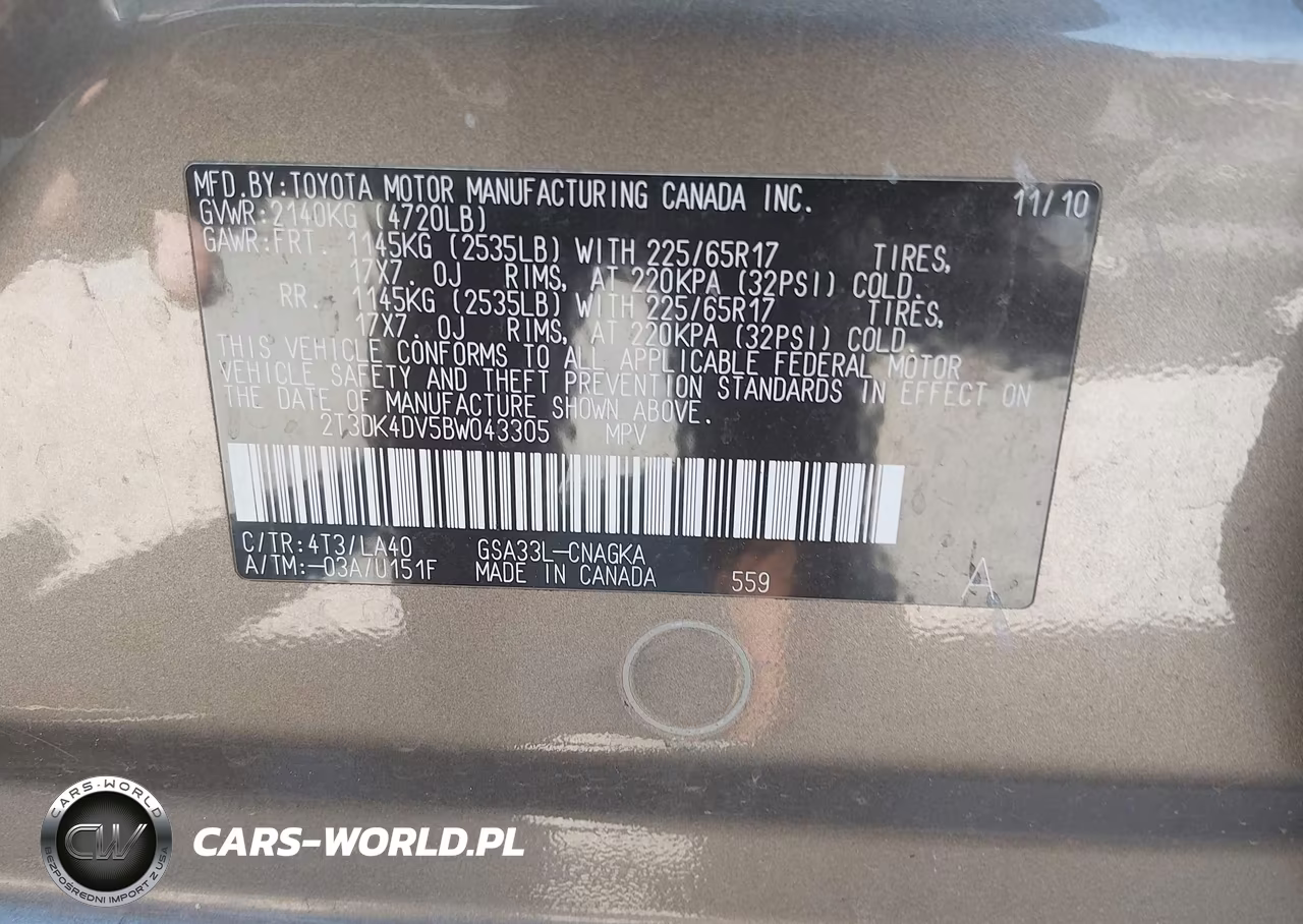 2011 Toyota Rav4 Limited V6 VIN:2T3DK4DV5BW043305 - 9