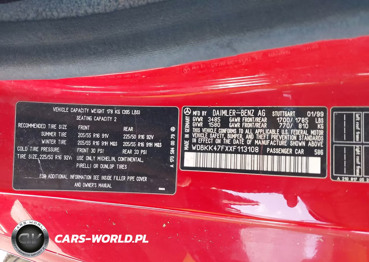 1999 Mercedes-Benz Slk 230 Kompressor VIN:WDBKK47FXXF113108 - 9