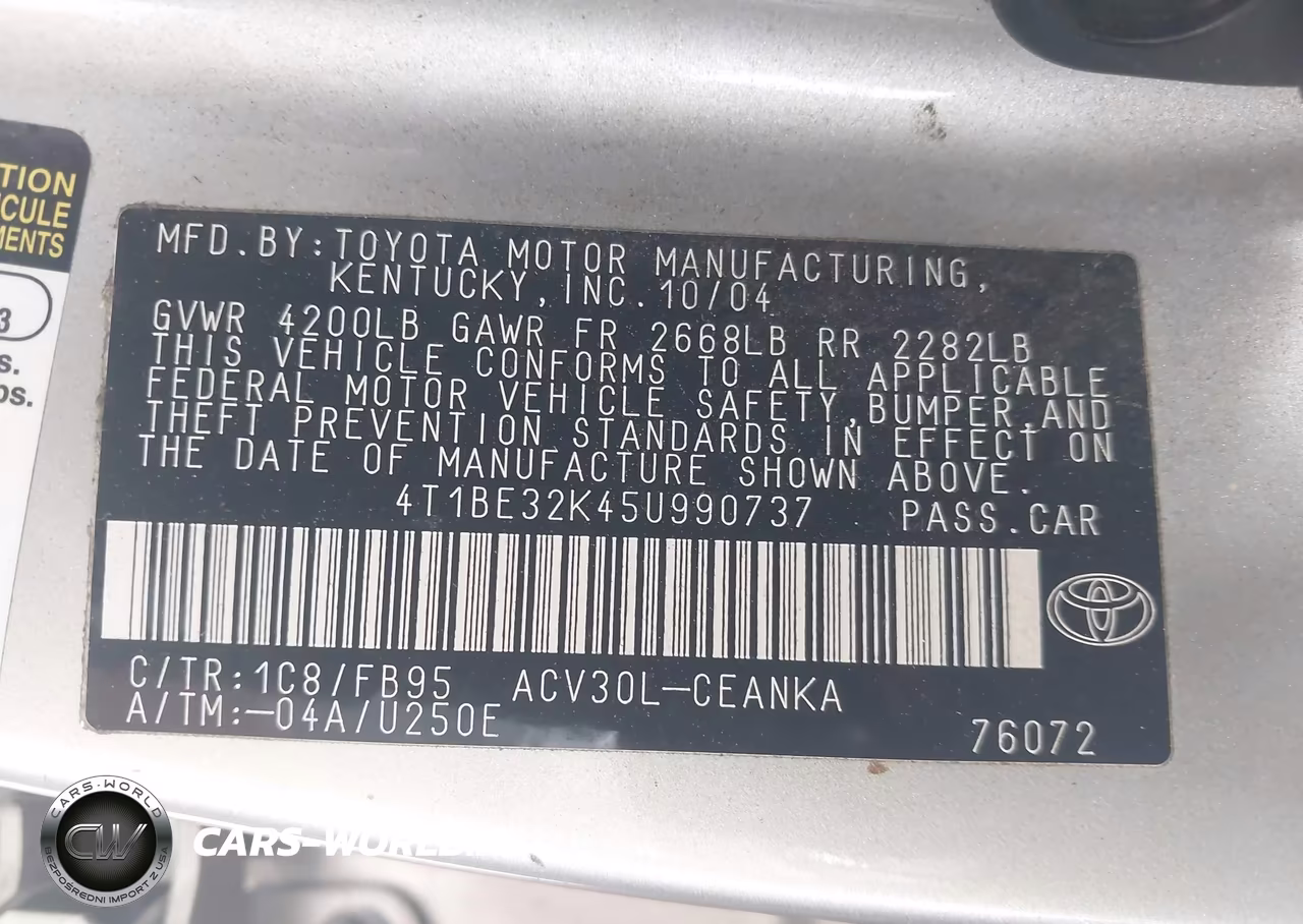 2005 Toyota Camry Le VIN:4T1BE32K45U990737 - 9