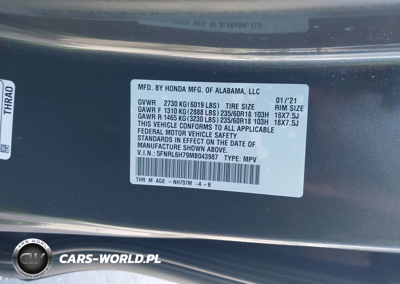 2021 Honda Odyssey Ex-L VIN:5FNRL6H79MB043987 - 9