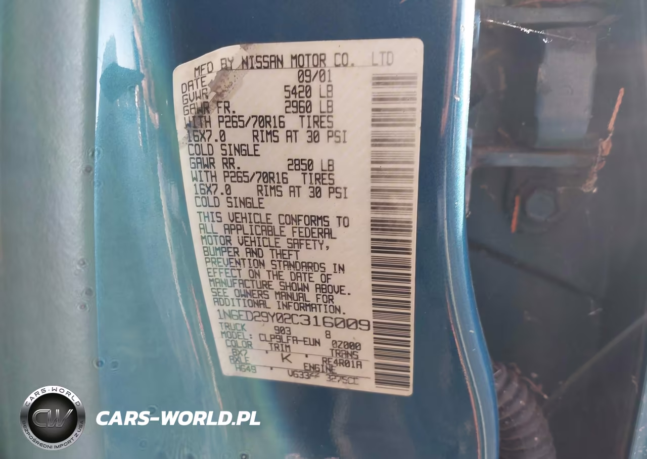 2002 Nissan Frontier Se-V6 VIN:1N6ED29Y02C316009 - 9