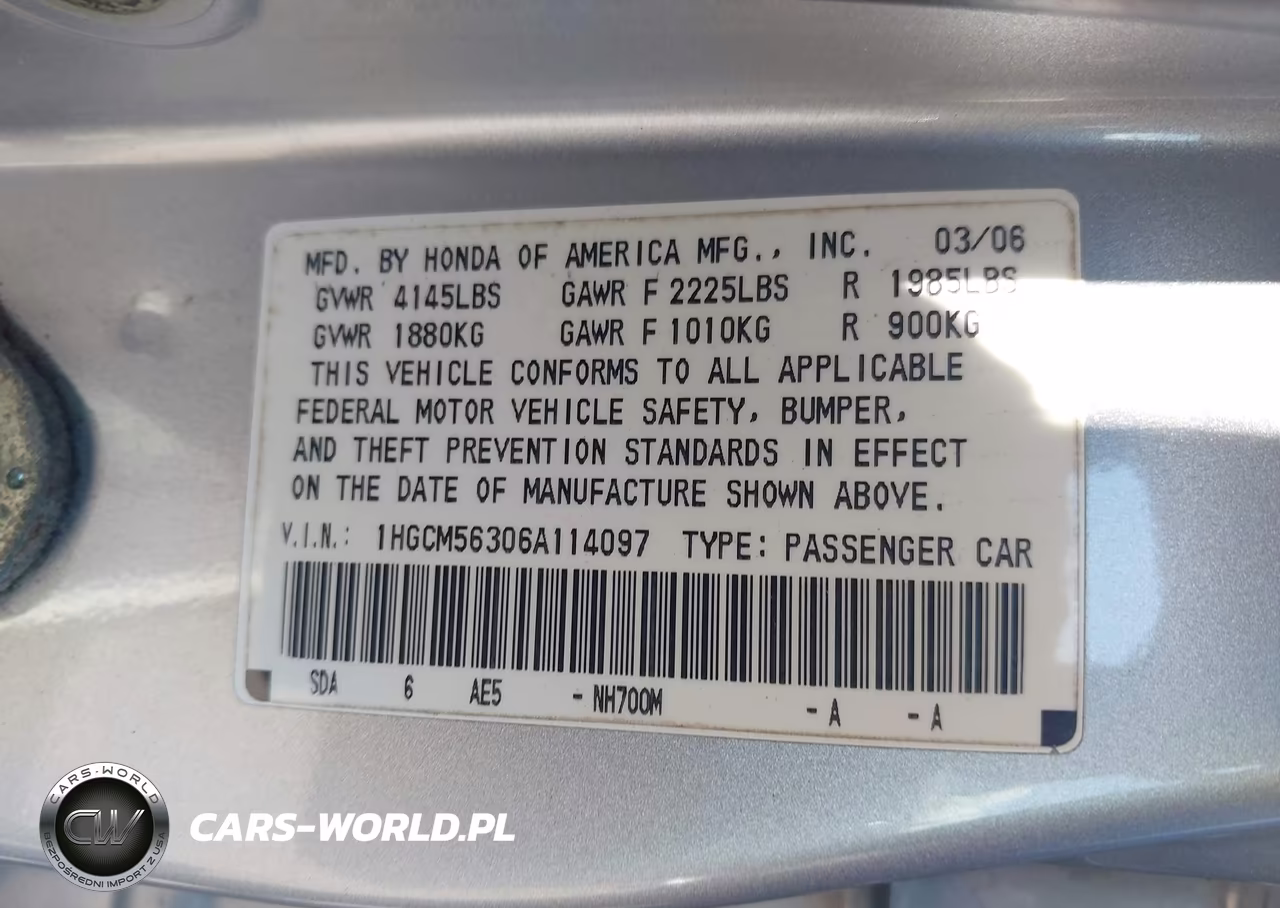 2006 Honda Accord 2.4 Se VIN:1HGCM56306A114097 - 9