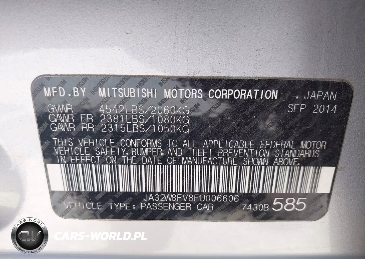 2015 Mitsubishi Lancer Evolution Gsr VIN:JA32W8FV8FU006606 - 9