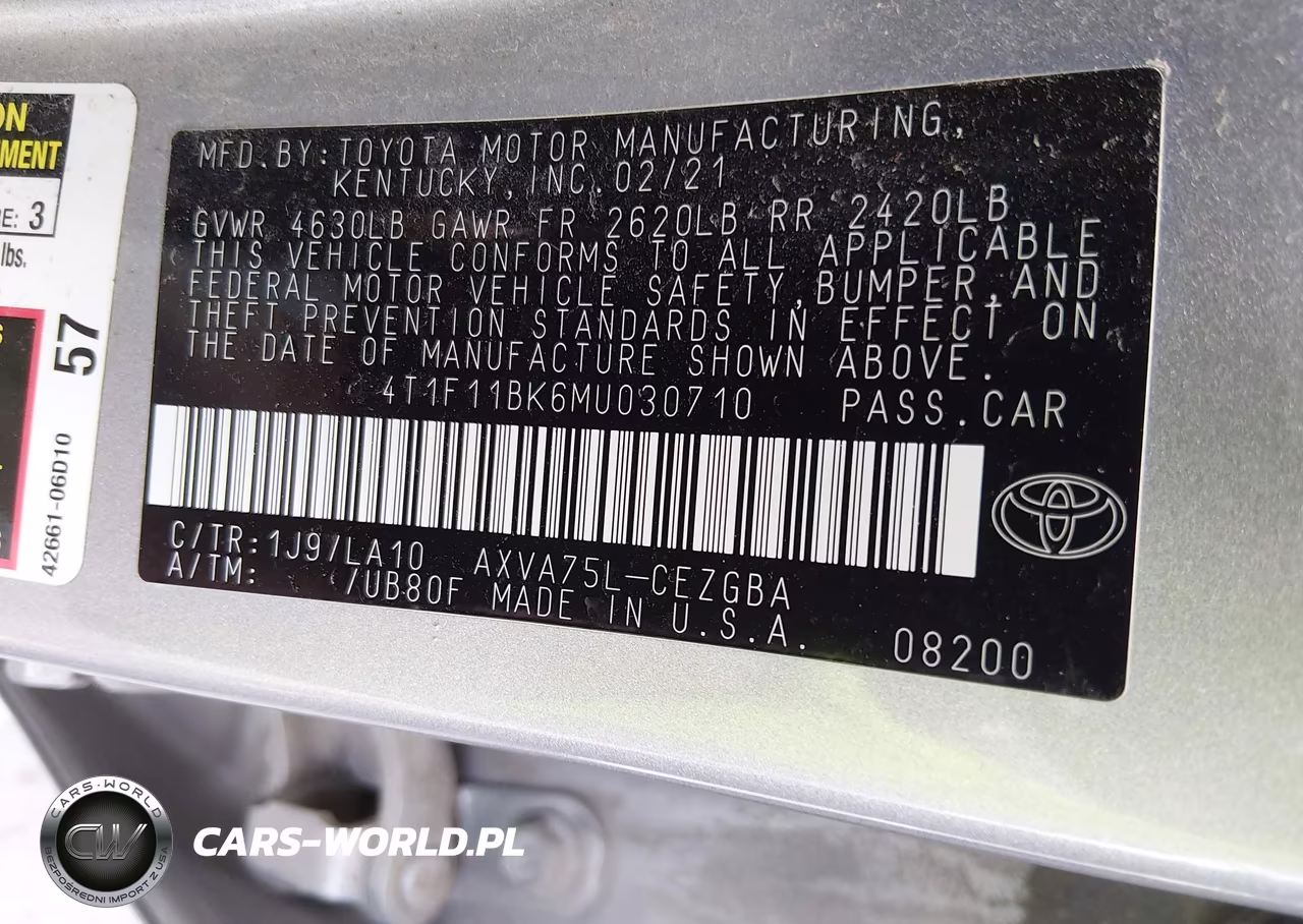 2021 Toyota Camry Xle Awd VIN:4T1F11BK6MU030710 - 9