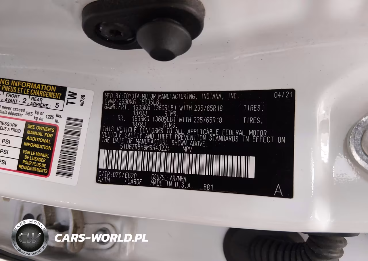 2021 Toyota Highlander Xle VIN:5TDGZRBH8MS543224 - 9