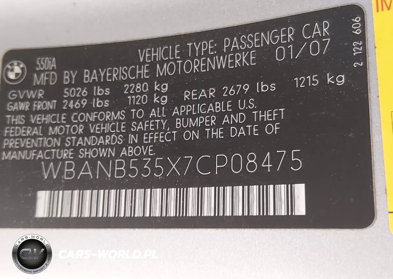 2007 BMW 550I VIN:WBANB535X7CP08475 - 9