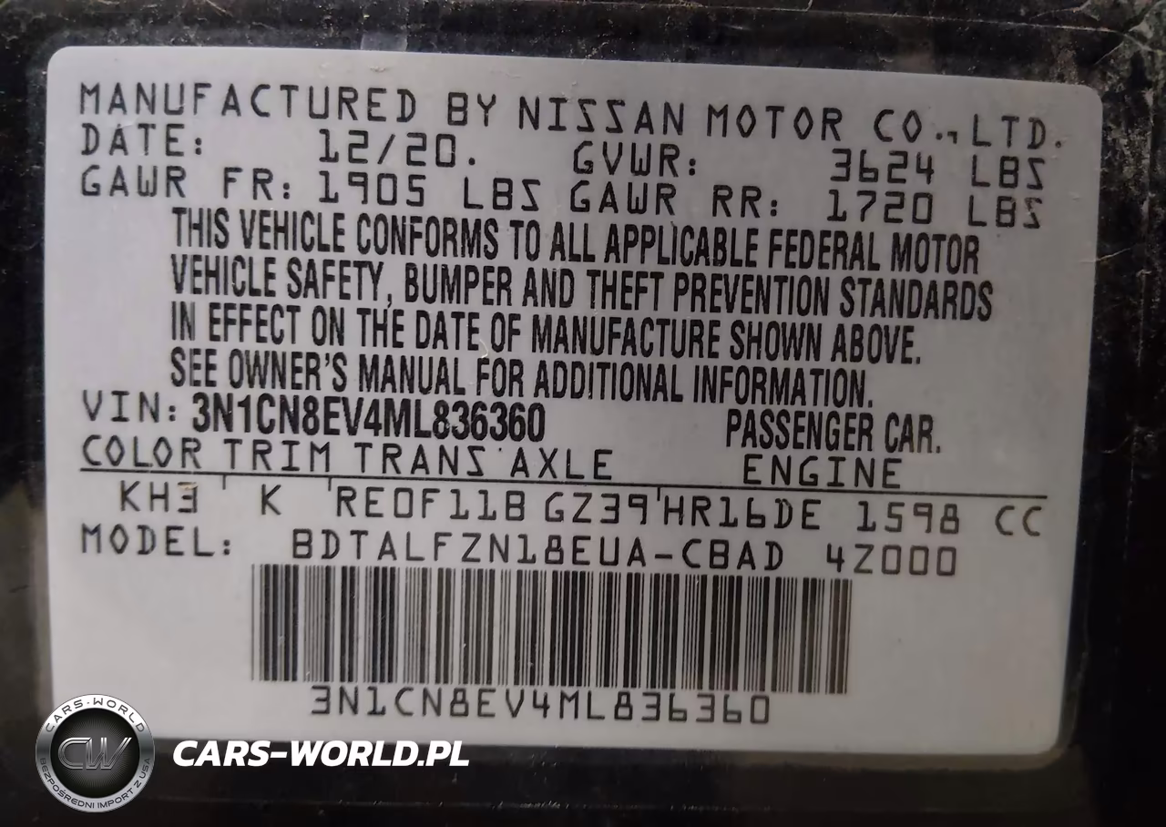 2021 Nissan Versa Sv Xtronic Cvt VIN:3N1CN8EV4ML836360 - 9