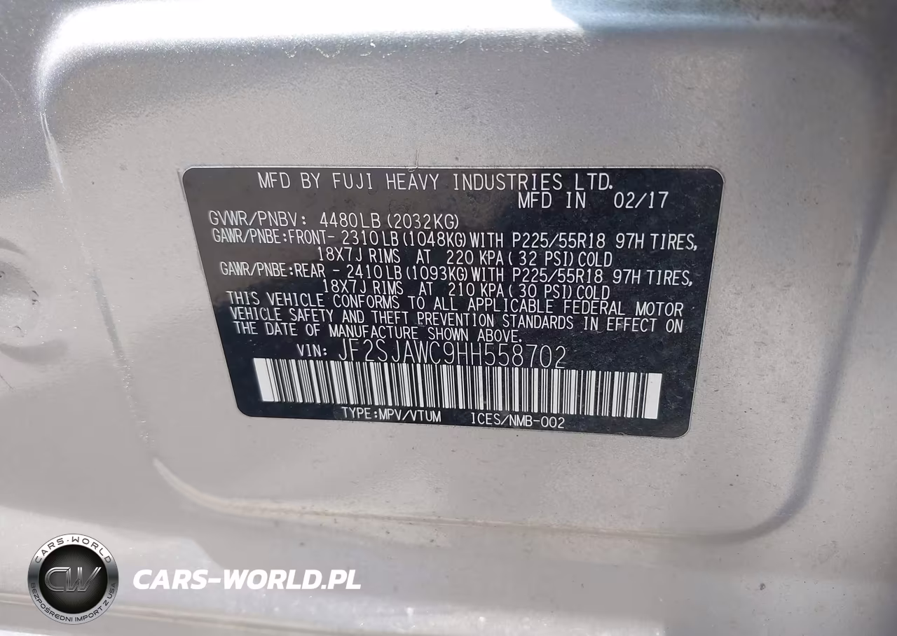 2017 Subaru Forester 2.5I Touring VIN:JF2SJAWC9HH558702 - 9