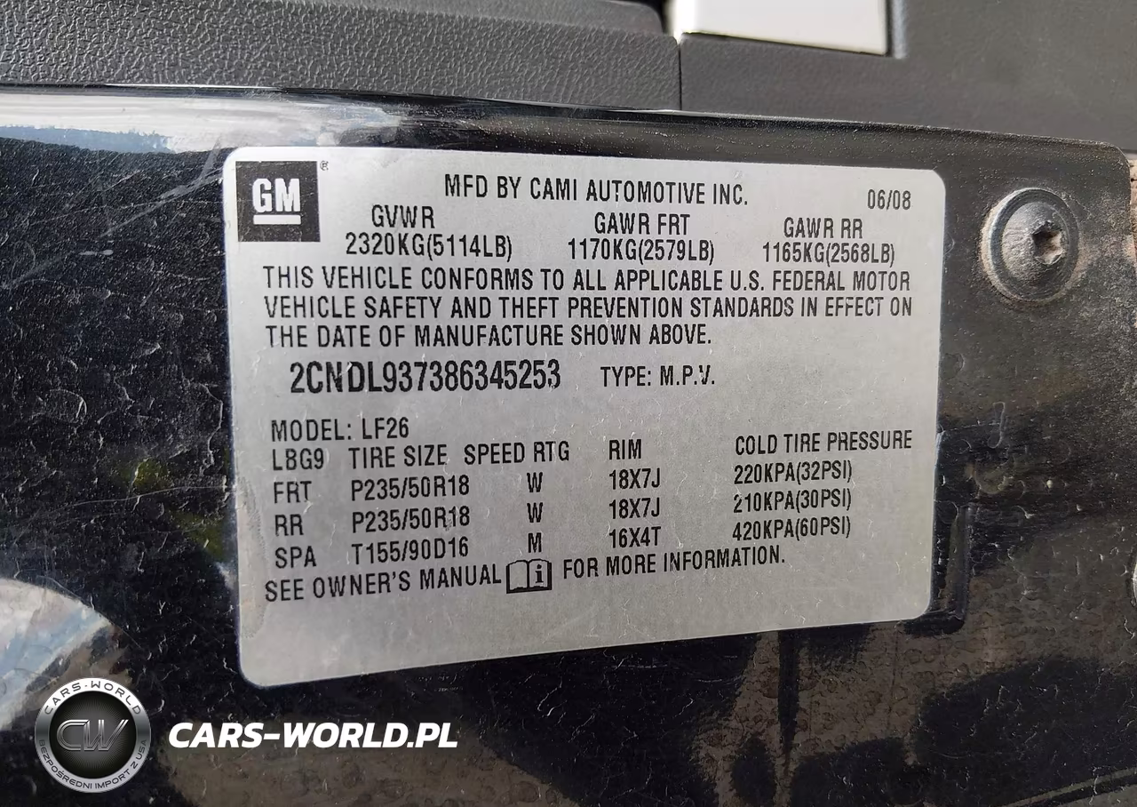 2008 Chevrolet Equinox Sport VIN:2CNDL937386345253 - 9