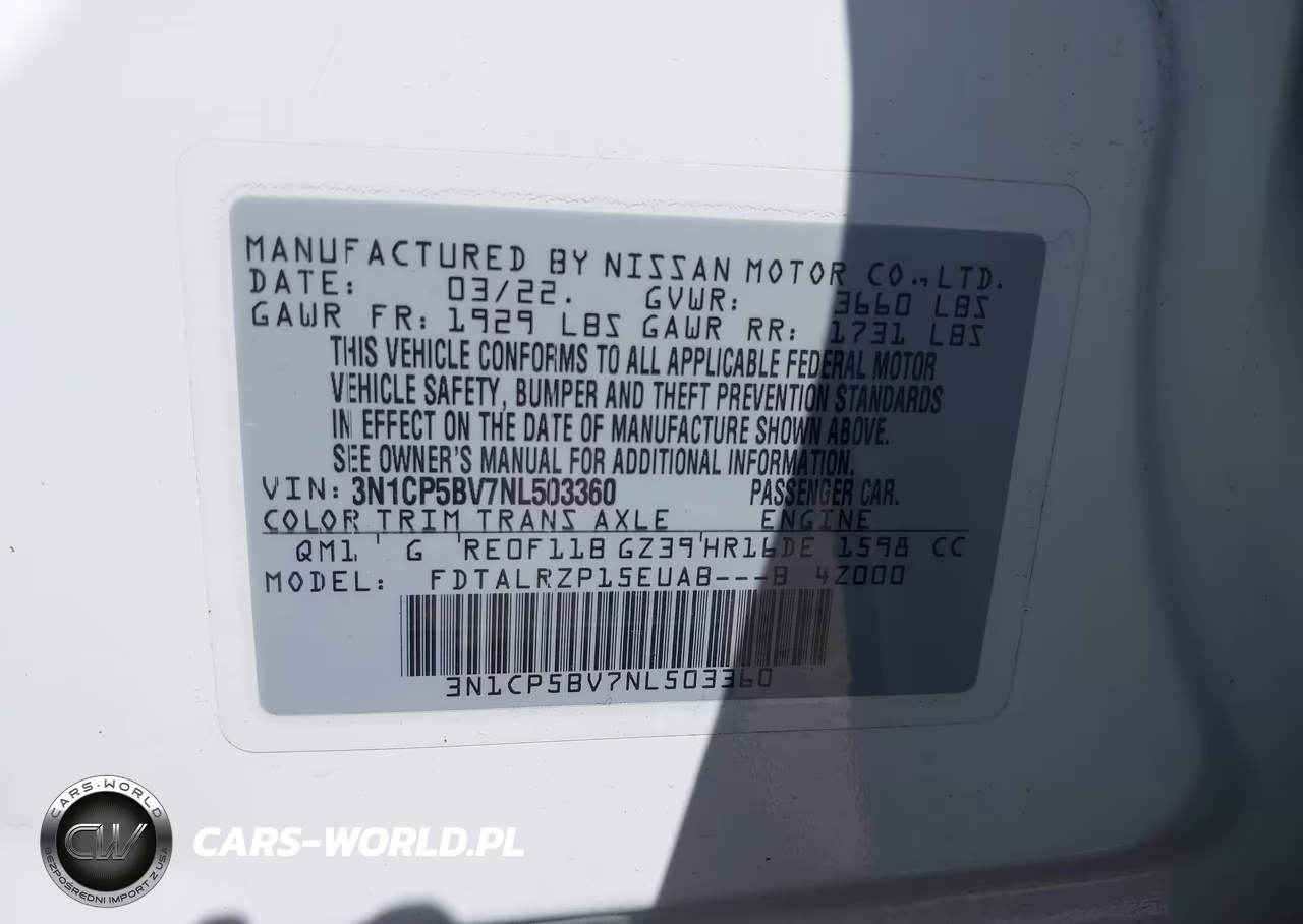 2022 Nissan Kicks S Xtronic Cvt VIN:3N1CP5BV7NL503360 - 9