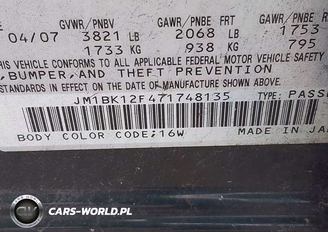 2007 Mazda Mazda3 I VIN:JM1BK12F471748135 - 9