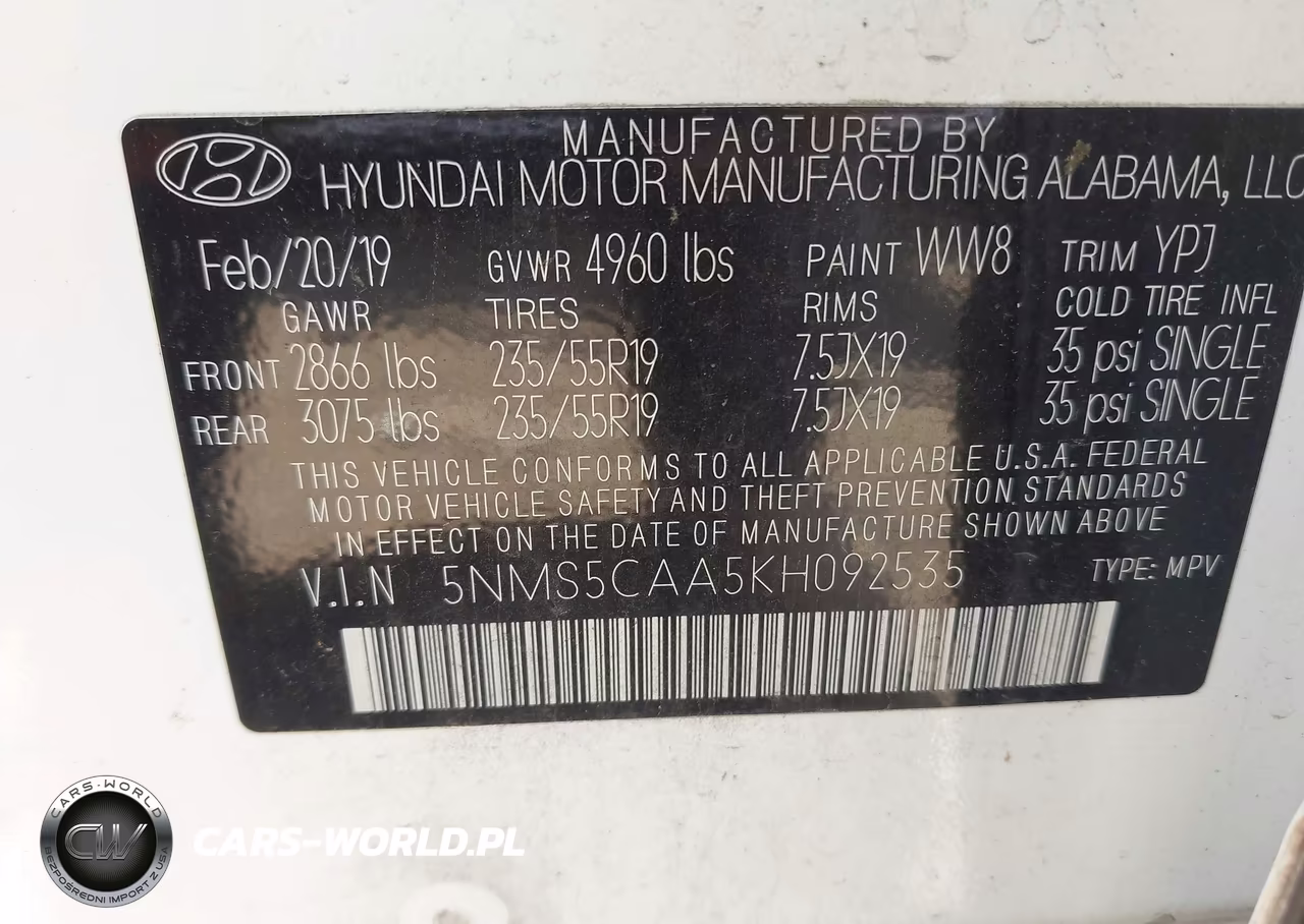 2019 Hyundai Santa Fe Ultimate 2.0T VIN:5NMS5CAA5KH092535 - 9