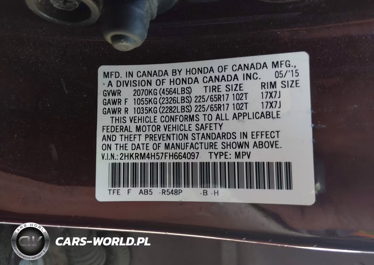 2015 Honda Cr-V Ex VIN:2HKRM4H57FH664097 - 9