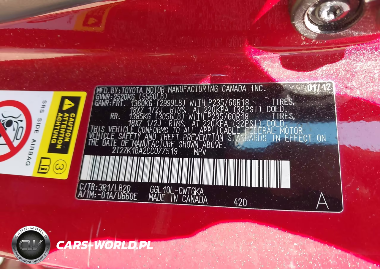 2012 Lexus Rx 350 VIN:2T2ZK1BA2CC077519 - 9