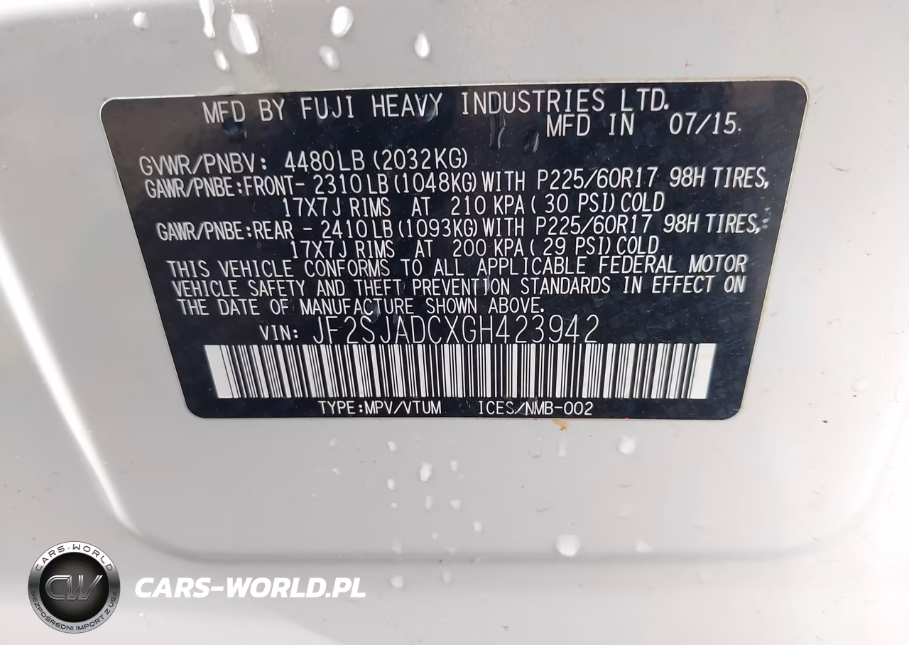 2016 Subaru Forester 2.5I Premium VIN:JF2SJADCXGH423942 - 9