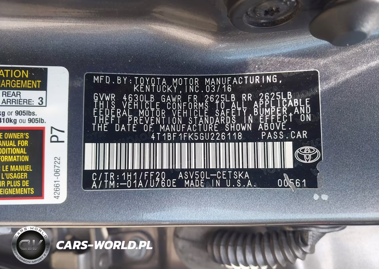 2016 Toyota Camry Se VIN:4T1BF1FK5GU226118 - 9