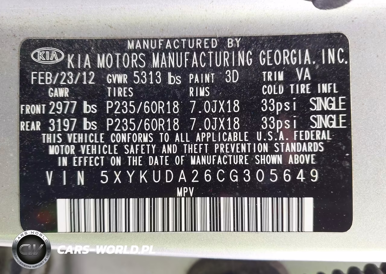 2012 Kia Sorento Ex V6 VIN:5XYKUDA26CG305649 - 9