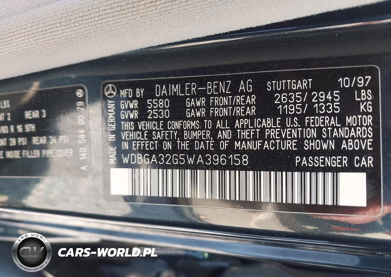 1998 Mercedes-Benz S 320 VIN:WDBGA32G5WA396158 - 9