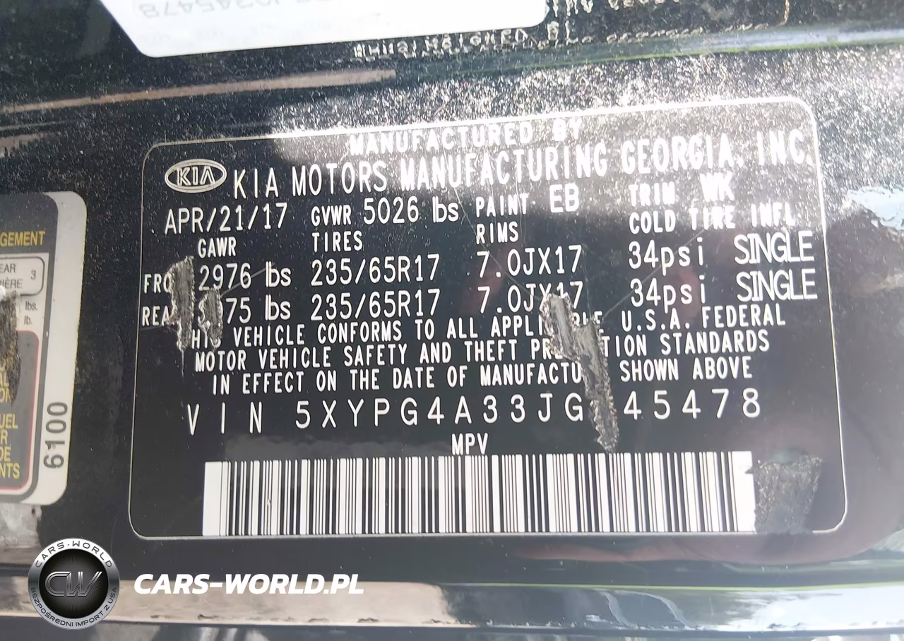 2018 Kia Sorento 2.4L L VIN:5XYPG4A33JG345478 - 9