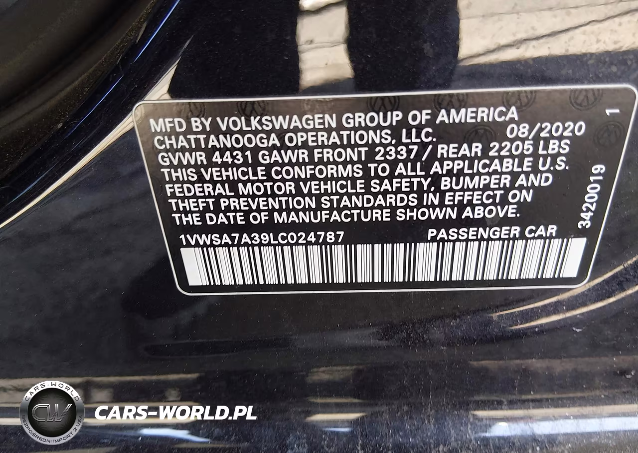 2020 Volkswagen Passat 2.0T Se VIN:1VWSA7A39LC024787 - 9