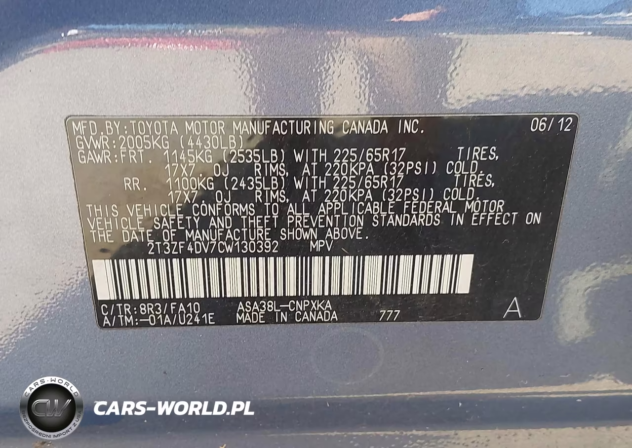 2012 Toyota Rav4 VIN:2T3ZF4DV7CW130392 - 9