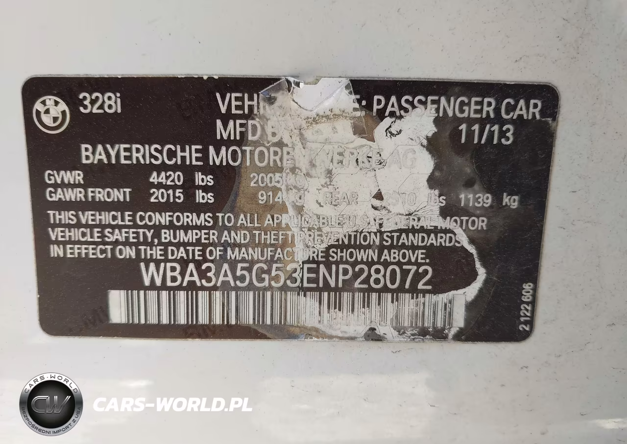 2014 BMW 328I VIN:WBA3A5G53ENP28072 - 9