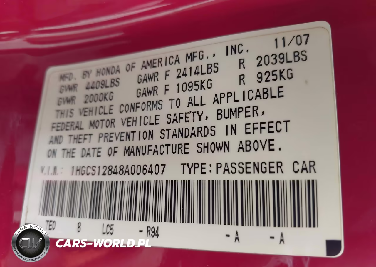 2008 Honda Accord 2.4 Ex-L VIN:1HGCS12848A006407 - 9