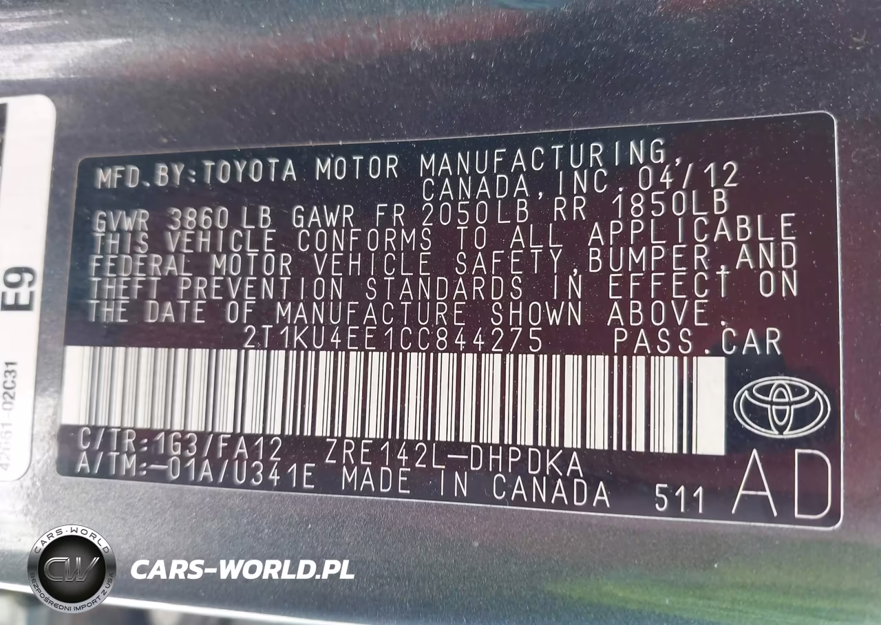 2012 Toyota Matrix L VIN:2T1KU4EE1CC844275 - 9