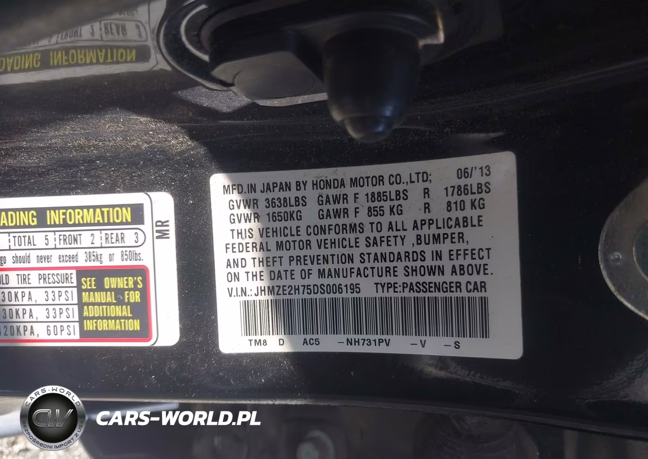 2013 Honda Insight Ex VIN:JHMZE2H75DS006195 - 9