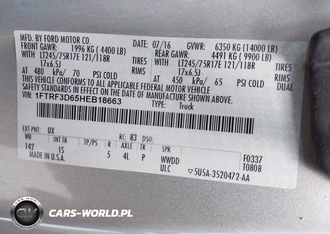 2017 Ford F-350 Xl-Xlt VIN:1FTRF3D65HEB18663 - 9