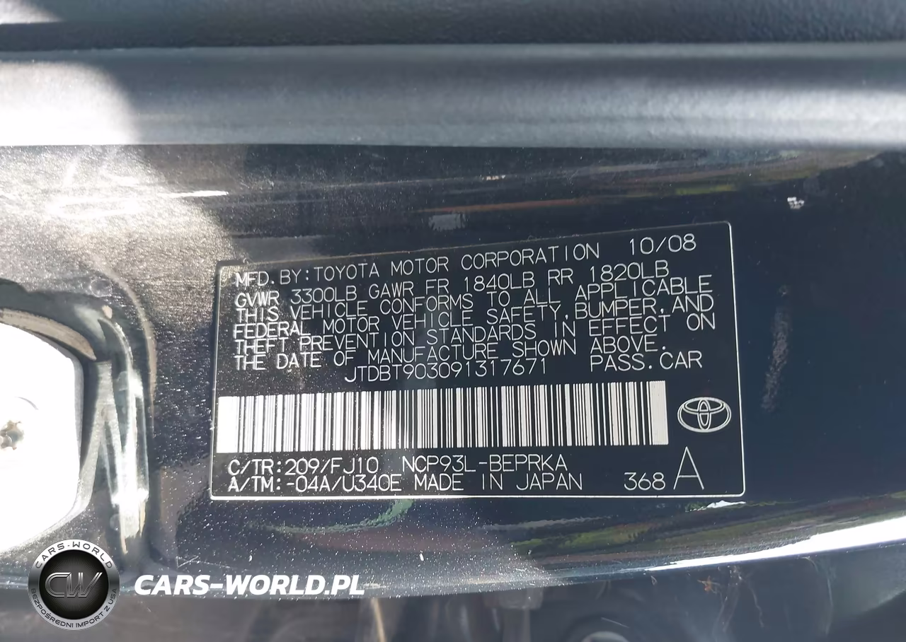 2009 Toyota Yaris VIN:JTDBT903091317671 - 9