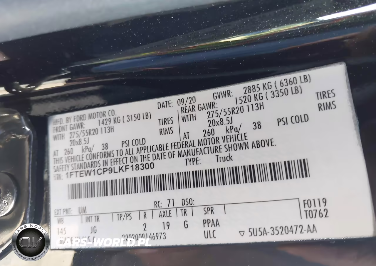 2020 Ford F-150 Xl VIN:1FTEW1CP9LKF18300 - 9