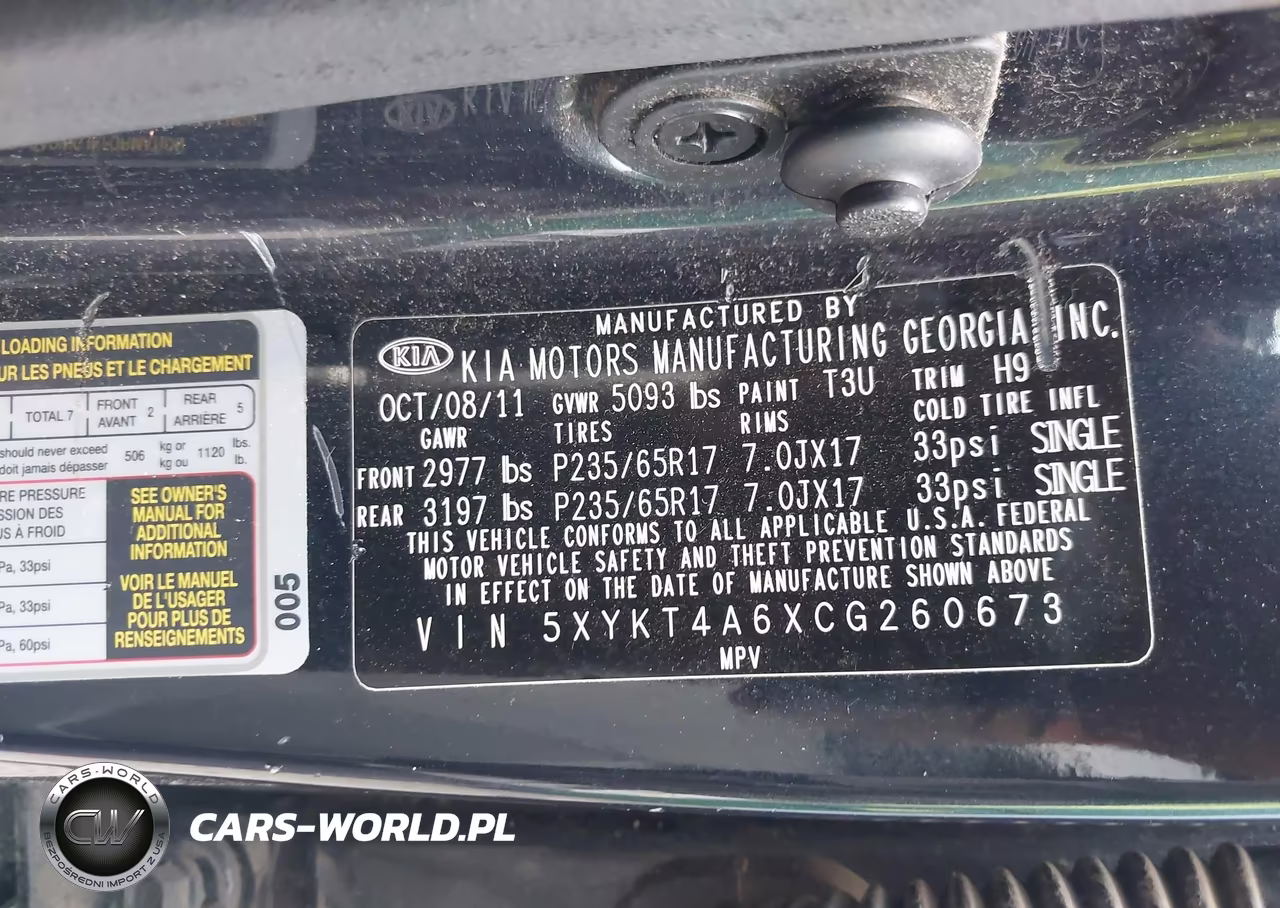 2012 Kia Sorento Lx VIN:5XYKT4A6XCG260673 - 9