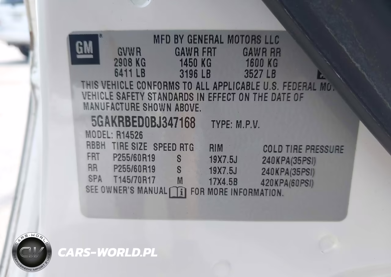2011 Buick Enclave 1Xl VIN:5GAKRBED0BJ347168 - 9