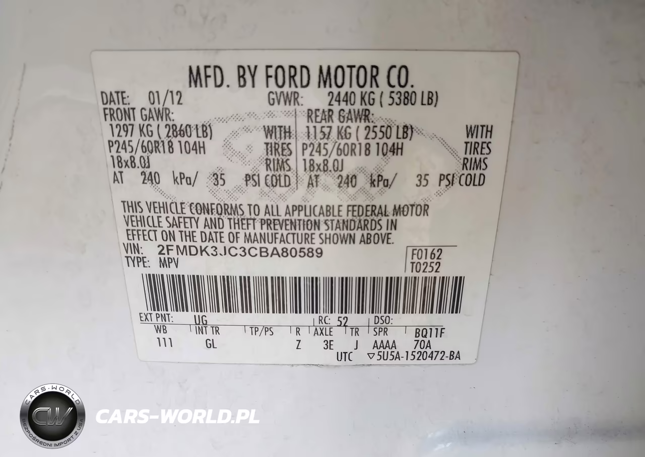 2012 Ford Edge Sel VIN:2FMDK3JC3CBA80589 - 9