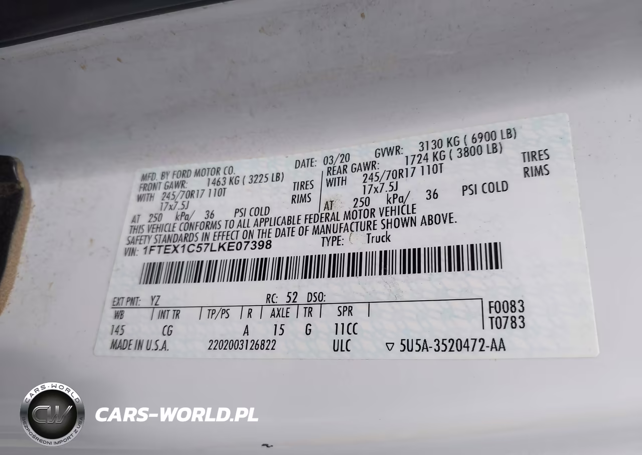 2020 Ford F-150 Xl VIN:1FTEX1C57LKE07398 - 9